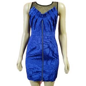 Ali Ro | blue Sleeveless| Black Mesh Back Women's Dress Size 4 Pleats Front NEW